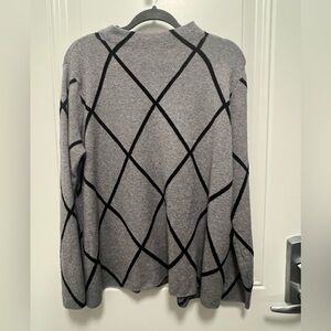 Gray and Black Cowl Neck Sweater with Argyle Pattern